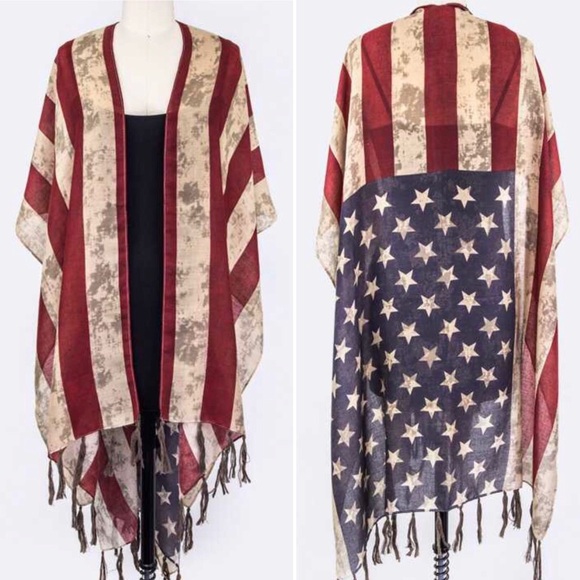 Sweaters - American Flag Vintage Shawl